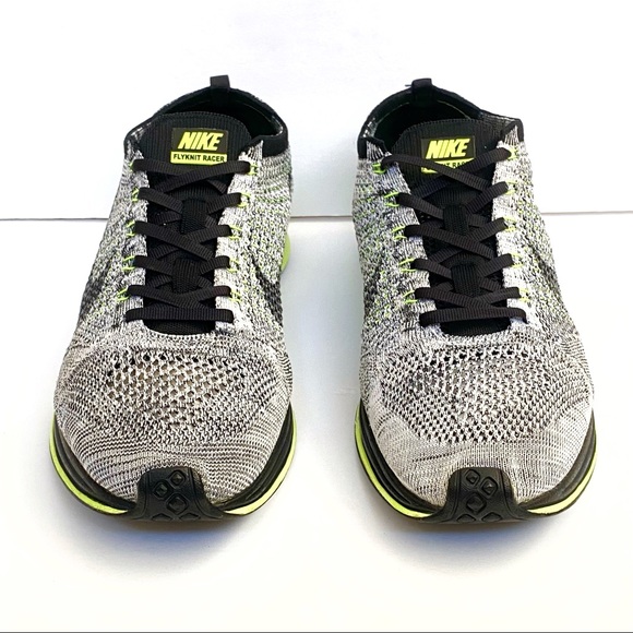 Nike flyknit racer Oreo volt black gray neon lace up sneakers athletic shoe - Picture 3 of 10